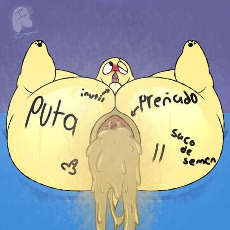 anthro, big ass, blushing, chikn nuggit, cum, eyes rolling back, femboy, gay, gay anal, gay male, gay sex, homosexual, homosexual male, homosexual sex, male, male focus, male only, male penetrated, male penetrating, male penetrating male, male/male, mouth open, playbonnie3, spanish text, tounge out, writing on ass