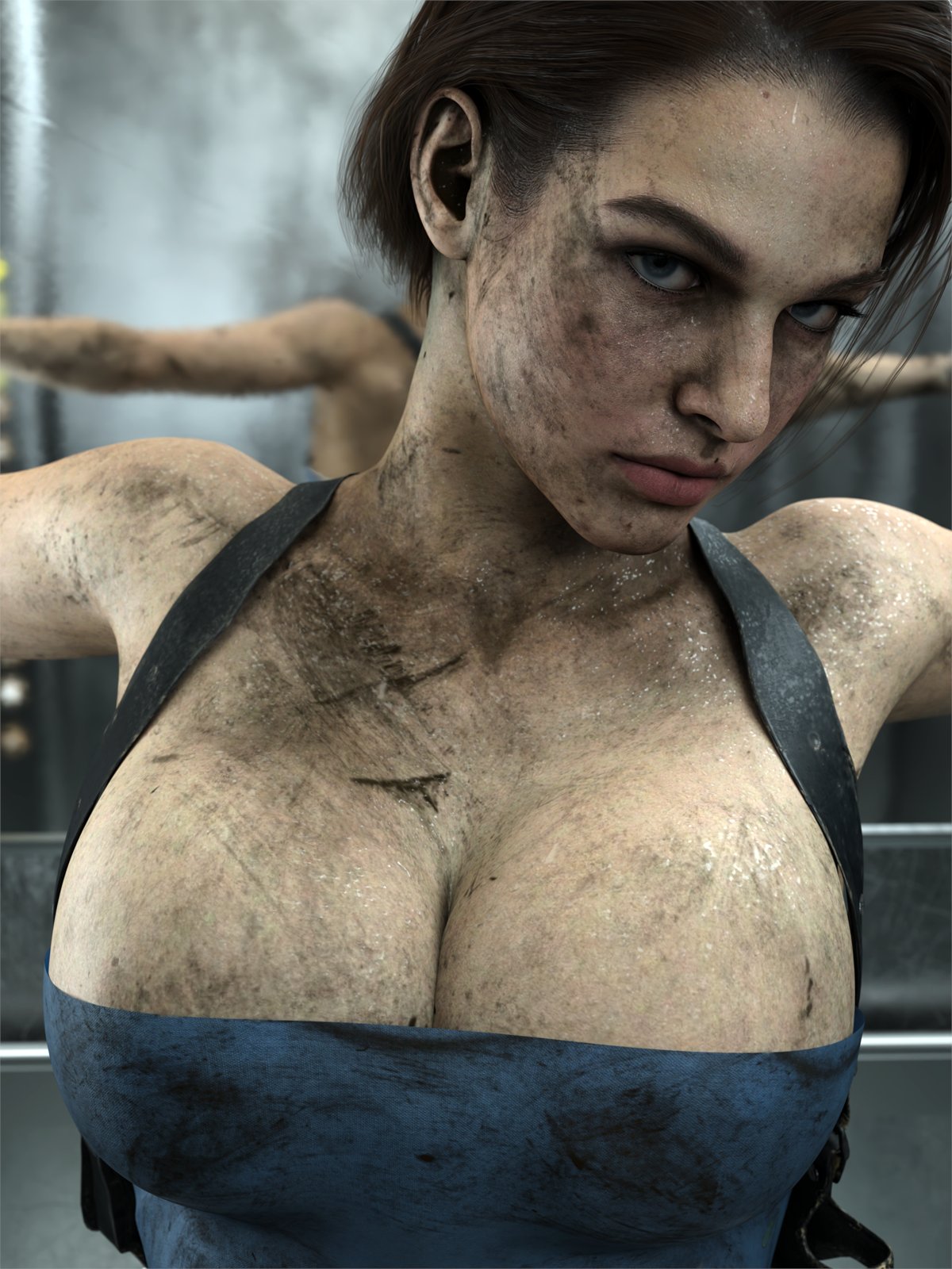 1girls, 3d, big ass, big breasts, big thighs, breasts, capcom, curvaceous, curvy, curvy figure, dirt, dirty, dirty body, dirty clothing, female, hips, hourglass figure, huge ass, huge breasts, huge thighs, jill valentine, jill valentine (sasha zotova), large ass, large breasts, large thighs, light skin, light-skinned female, mature, mature female, resident evil, resident evil 3, resident evil 3 remake, slim waist, thick, thick hips, thick legs, thick thighs, thighs, tubetop, voluptuous, waist, wide hips, word2
