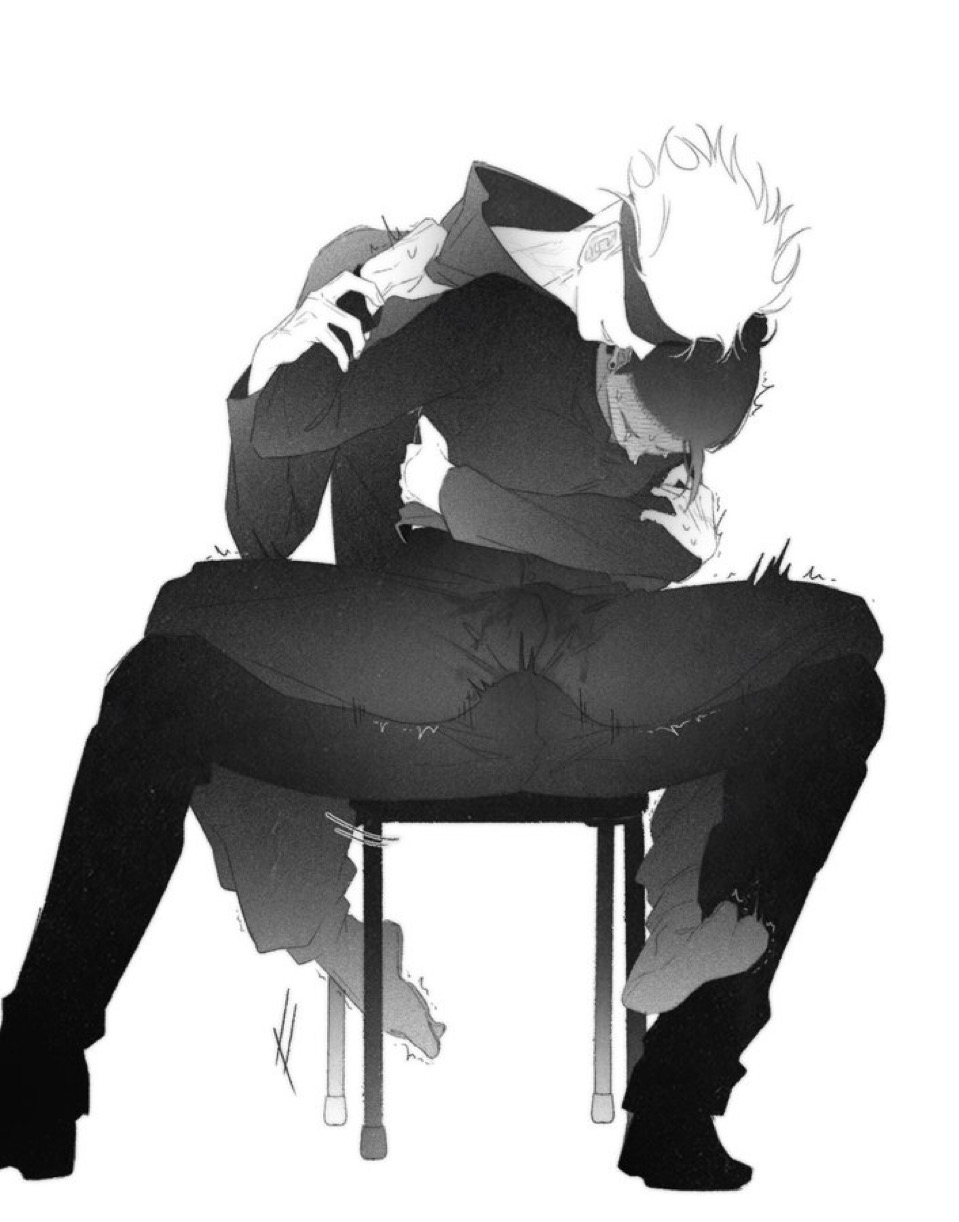 2boys, age difference, bulge, crying, dominant male, forced, gay, imminent rape, jujutsu kaisen, larger male, male, male only, male/male, noncon, nonconsensual, penis poking out, restrained, satoru gojo, sh1romugi, sitting on lap, smaller male, squirming, struggling, submissive male, suguru geto, tears, trying to escape, uncomfortable, yaoi