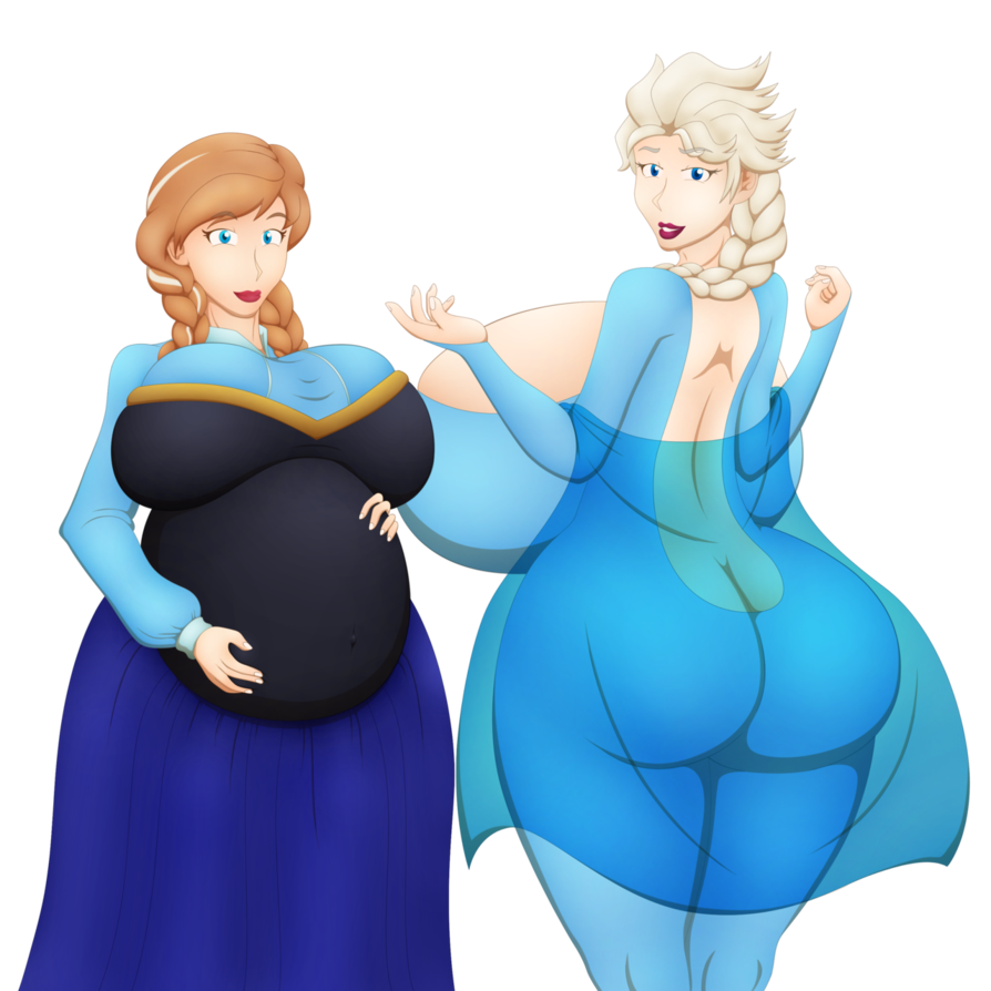 anna_(frozen) ass clothing disney dress elsa_(frozen) expansion female female_only frozen_(film) huge_ass huge_breasts human large_ass mr-jolted multiple_females pregnant ready_to_pop red_hair