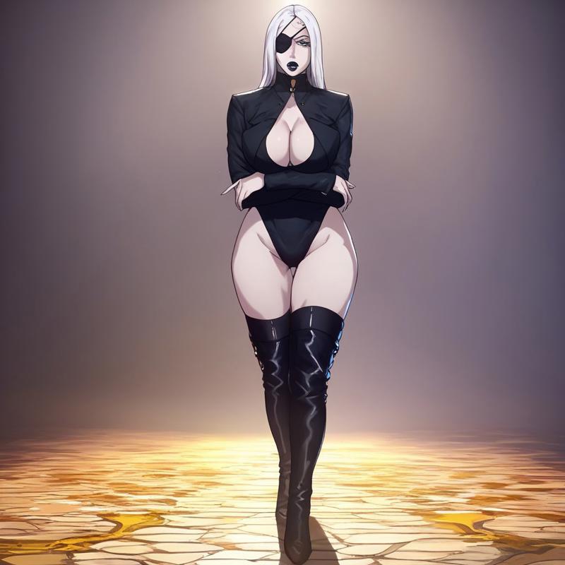 ai_generated almira_(sword_of_etheria) blueblaster69 eyepatch female female_only konami large_breasts pale-skinned_female pale_skin tall_female the_sword_of_etheria white_hair