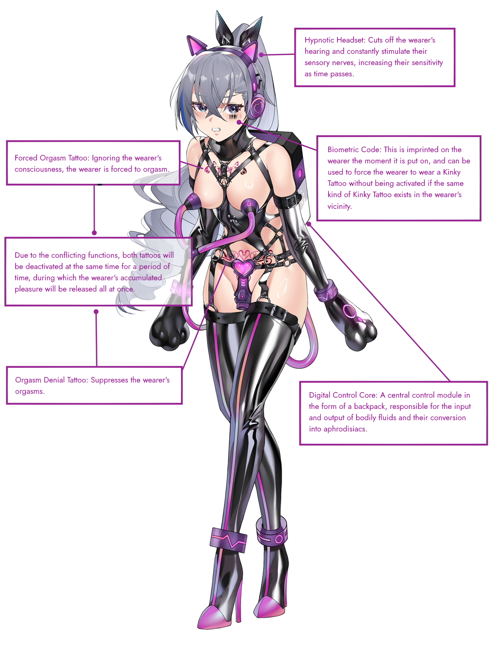 1girls alternate_version_available bondage chastity_belt chastity_device female ginklaga high_heels honkai:_star_rail latex sex_toy silver_wolf_(honkai:_star_rail)