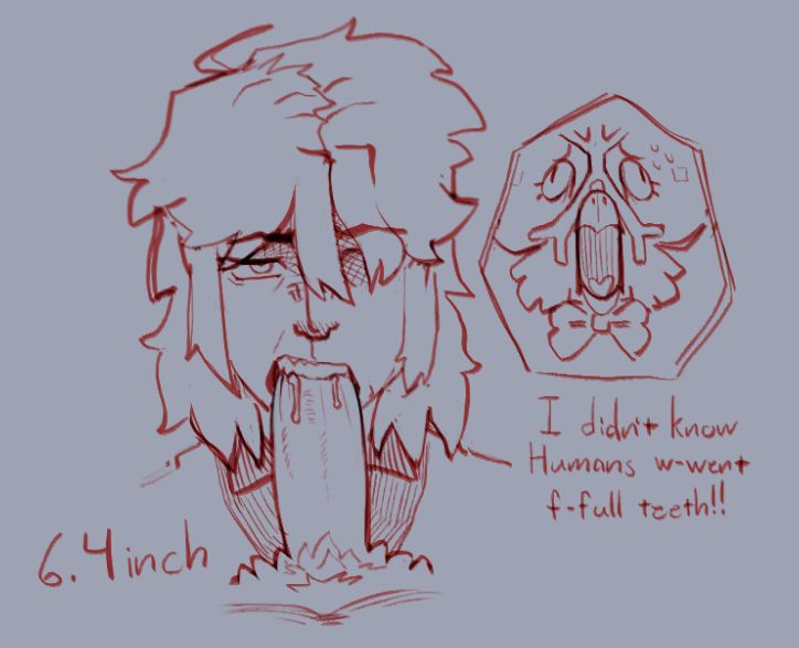 anthro, bird, blowjob, blowjob face, blowjob only, deltarune, dialogue, doodle, furry, gay, gay blowjob, gay male, human, kris (deltarune), moaning, penis, sketch, snowdrake, toothy fellatio, twitter link, vaalgarth