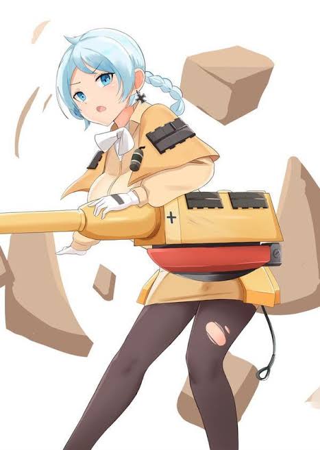 angry_face blue_eyes blue_hair daebom iron_cross jagdtiger pantyhose war_thunder