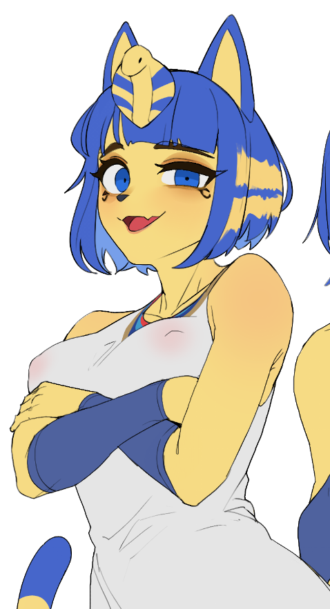 animal_crossing ankha big_breasts breasts feline female furry janjin192 nipples tagme