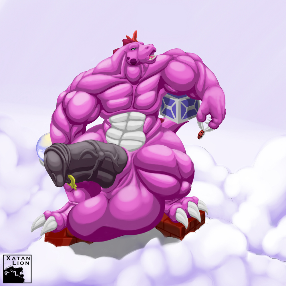 animal_genitalia animal_penis balls big_balls big_muscles birdo box brick dinosaur equine_penis genital_piercing horsecock huge_balls hyper hyper_balls hyper_penis male mario_(series) mask muscular nintendo orb penis penis_piercing piercing pink_scales rule_63 scales scalie sharp_teeth sheath super_mario_bros._2 teeth thick_thighs video_games what xatanlion