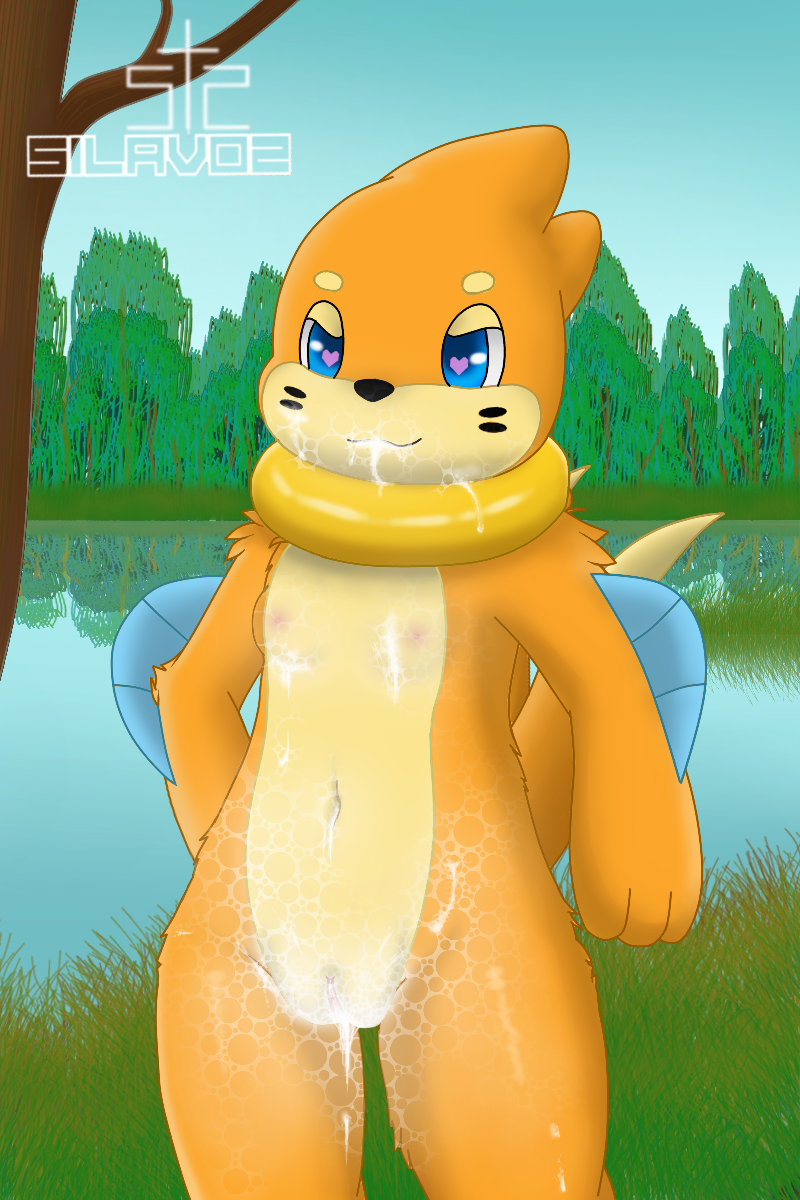 blue_eyes bodily_fluids breasts buizel clitoris cum cum_covered cum_in_pussy cum_inside cum_on_body cum_on_face female feral forest fur generation_4_pokemon genital_fluids genitals heart_eyes heart_symbol hi_res jungle looking_at_viewer mammal messy navel nintendo orange_body orange_fur plant pokemon pokemon_(species) pussy sea silavos smile solo tree vaginal_fluids water watermark