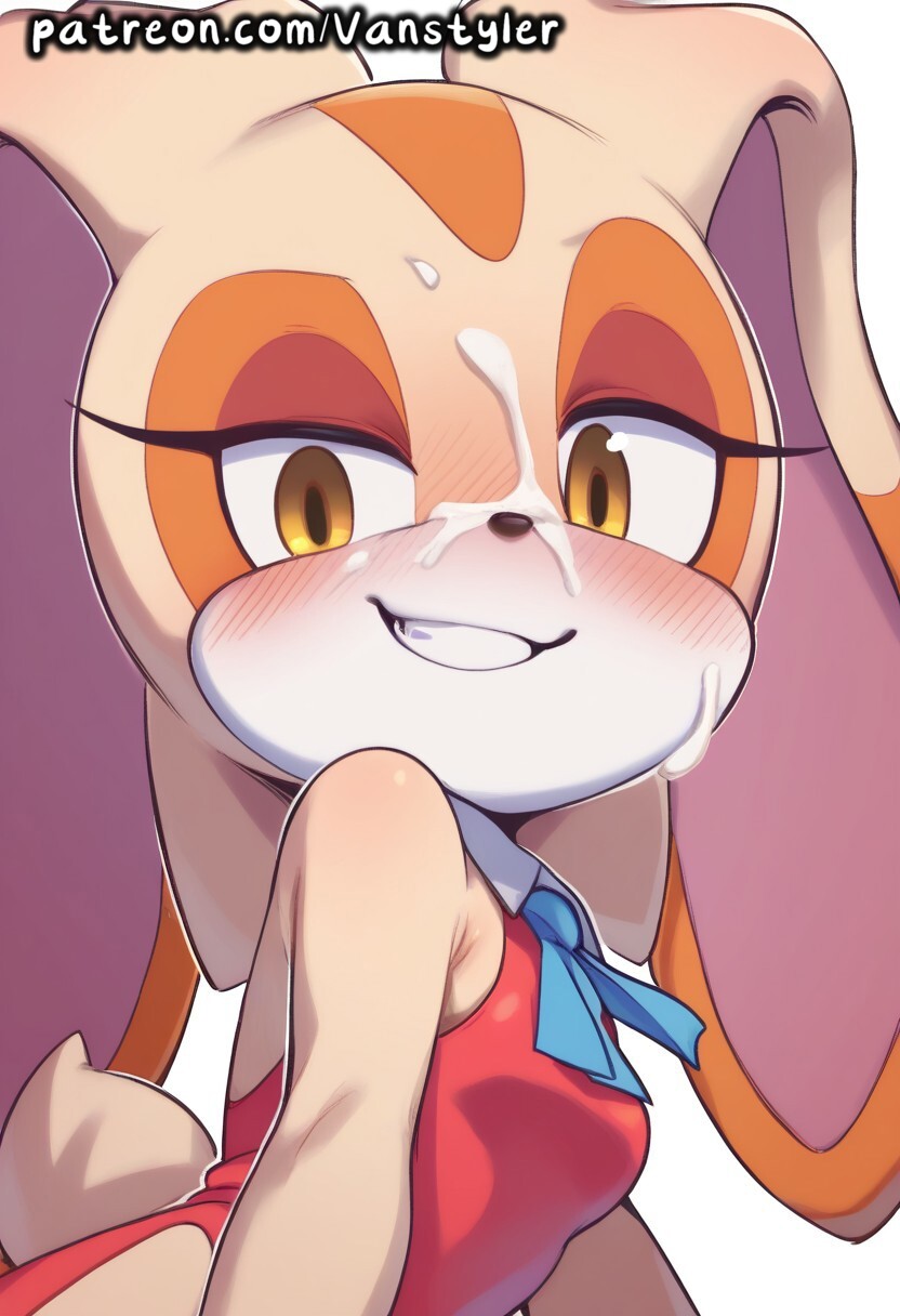 1girls ai_generated animal_ears blush brown_eyes bunny_ears clothed covered_in_cum cream_the_rabbit cum cum_on_face embarrassed furry furry_female gesugao looking_at_viewer looking_pleasured patreon rabbit rabbit_ears shortstack slim_waist small_breasts smiling smiling_at_viewer solo sonic_(series) sonic_the_hedgehog_(series) tan_fur vanstyler