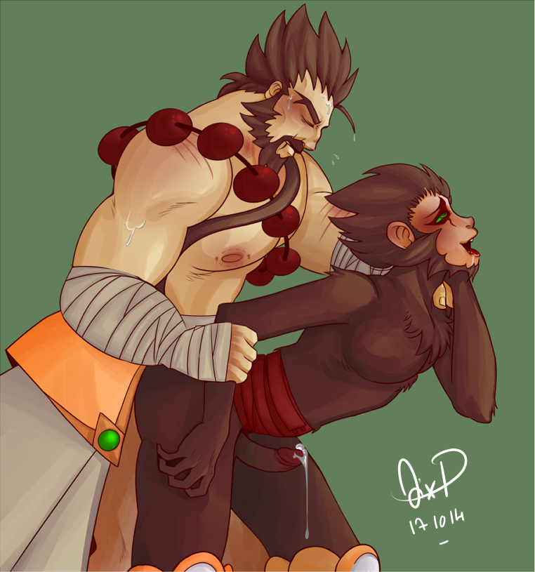 gay human interspecies league_of_legends male male_only multiple_boys spirit_guard_udyr tagme udyr wukong yaoi