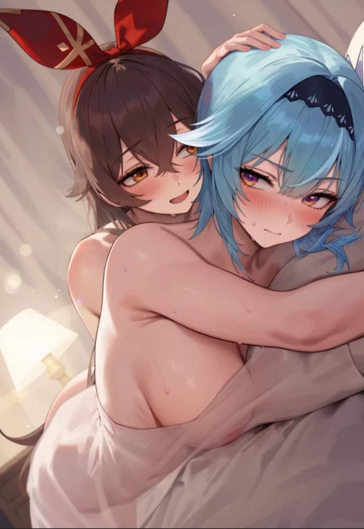 ai generated, amber (genshin impact), eula (genshin impact), female, genshin impact, nude, nude female, yuri