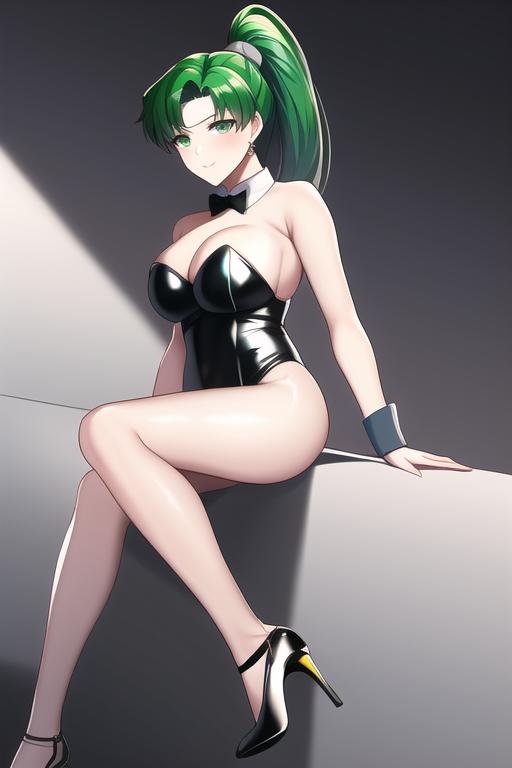 1girls ai_generated arms ass bare_shoulders black_high_heels black_latex black_leotard black_tie bow_tie breasts cement cleavage collar collarbone cuffs ear_piercing ear_piercings earrings ergeist eyebrows eyelashes female fire_emblem fire_emblem:_the_blazing_blade green_eyes green_hair grey_background hair_ornament high_heels highres hips huge_ass intelligent_systems large_breasts latex legs legs_apart leotard long_eyelashes lyn_(fire_emblem) lyndis_(fire_emblem) nintendo ponytail shiny_ass shiny_breasts shiny_clothes shiny_hair shiny_skin silver silver_earrings sitting thick_eyelashes thick_thighs thighs thin_eyebrows tie white_collar wide_hips wrist_cuffs