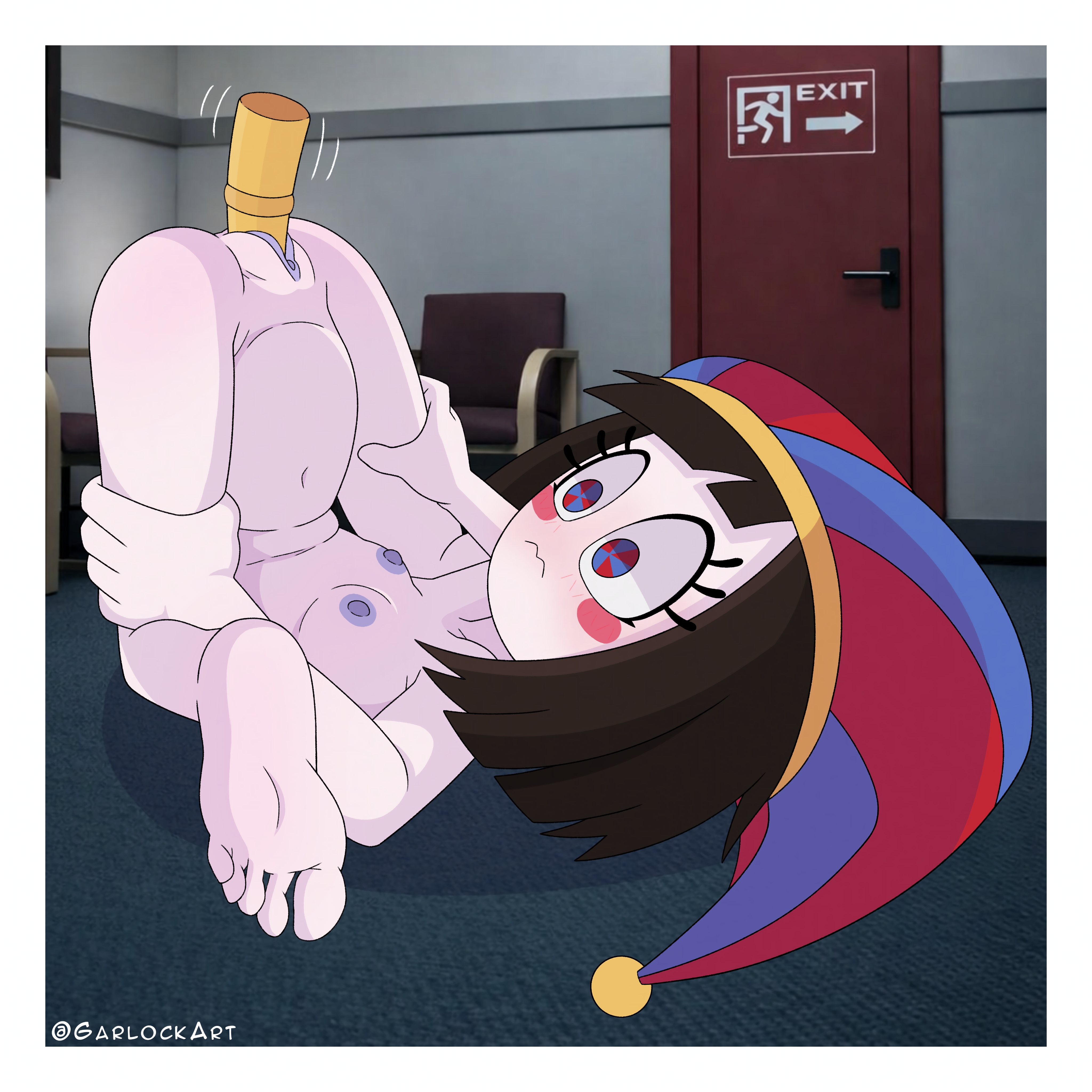clown girl, dildo, garlock, glitch productions, nipples, penetration, piledriver position, pomni (the amazing digital circus), pussy, sex toy, small breasts, the amazing digital circus, vibrator