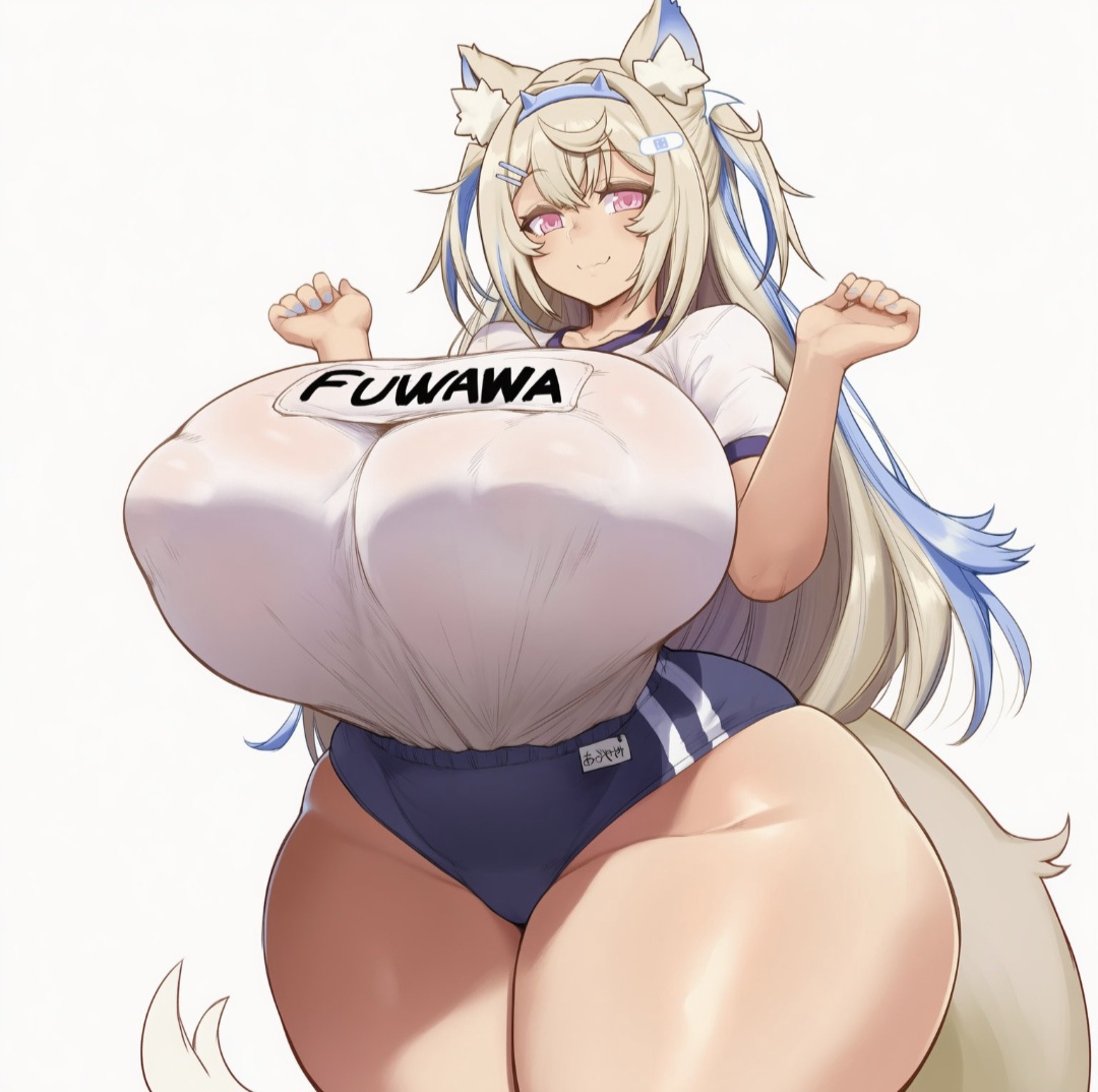 ai generated, ameanon, big ass, big breasts, bubble butt, fuwawa abyssgard, hololive, hololive english, virtual youtuber