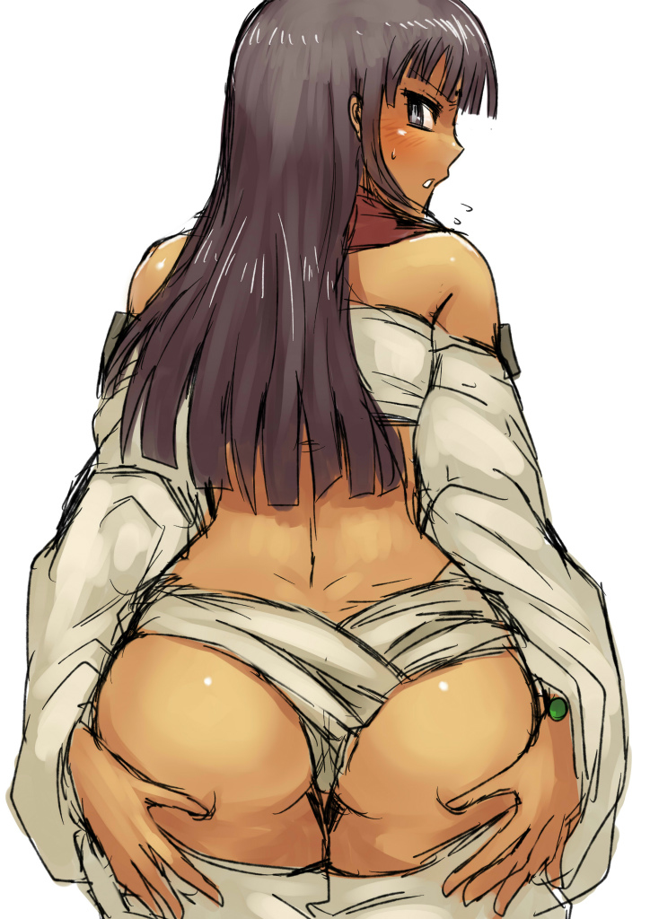 ass black_hair blush long_hair lu_(summon_night) summon_night summon_night_2 tagme