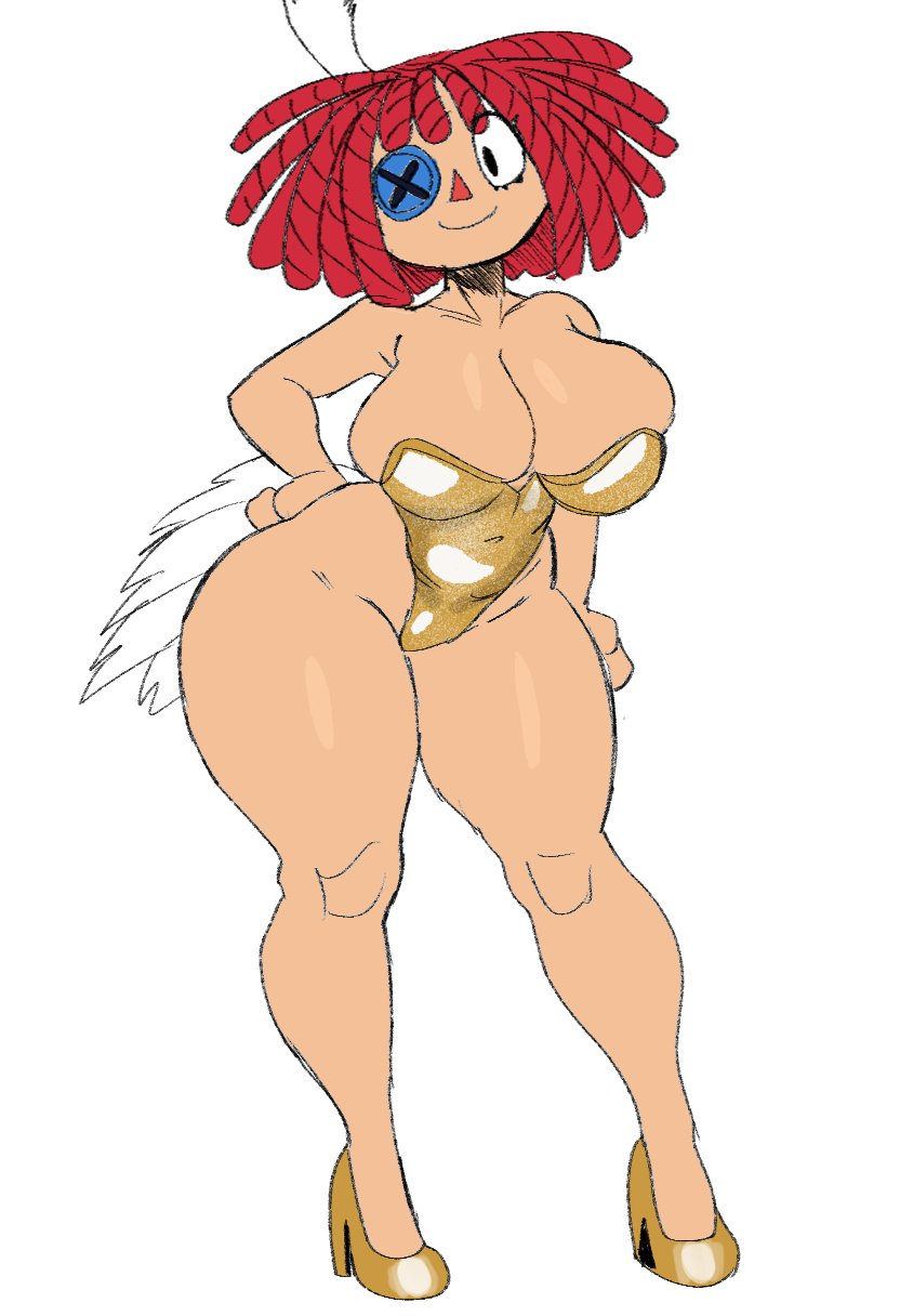 1girls, 2026, 2d, 2d (artwork), 2d artwork, animate inanimate, ass, big ass, big breasts, breasts, button eye, clothed, clothed female, clothing, color, dancer, dancer outfit, doll, doll girl, dumbwitchyy, feather hair ornament, feathers, female, female focus, female only, fully clothed, fully clothed female, glitch productions, gold heels, gooseworx, hand on hip, heels, high heels, hjsakldfhl (tadc), huge ass, huge breasts, leotard, light skin, light-skinned female, looking at viewer, milf ass, milf body, overflowing breasts, ragatha (dancer outfit), ragatha (the amazing digital circus), ragdoll, red hair, red hair female, red-haired female, redhead, redhead female, redheaded female, solo, solo female, standing, the amazing digital circus, thick thighs, thighs, thunder thighs, twitter link