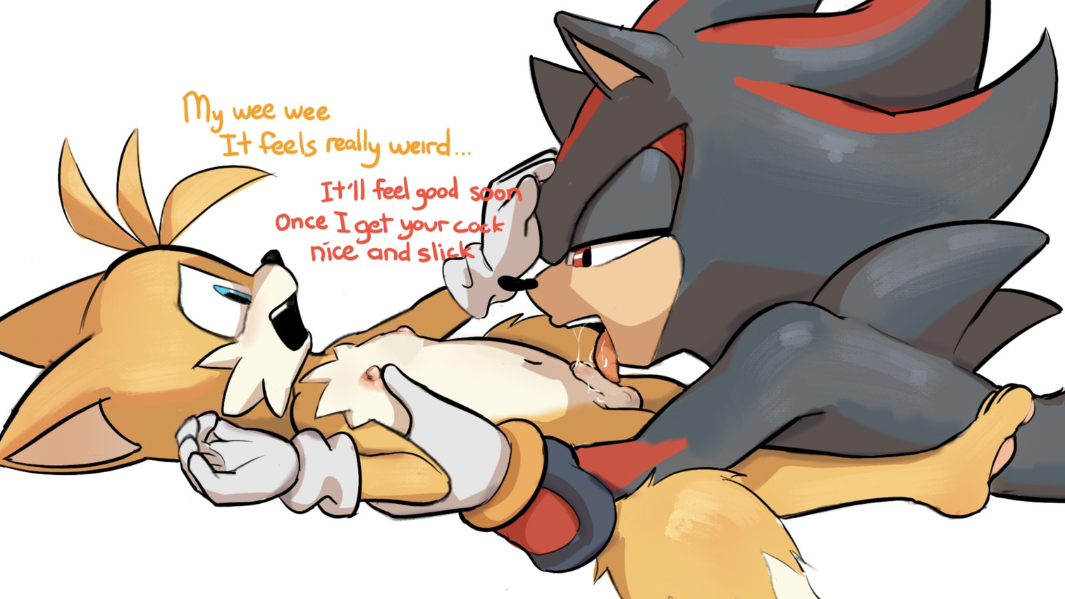 anitwenty, anthro, anthro on anthro, canid, canine, cub, fox, hedgehog, licking penis, male, male cub, male only, mobian (species), nipples, sega, shadow the hedgehog, sonic (series), sonic the hedgehog (series), tagme, tails, tails the fox