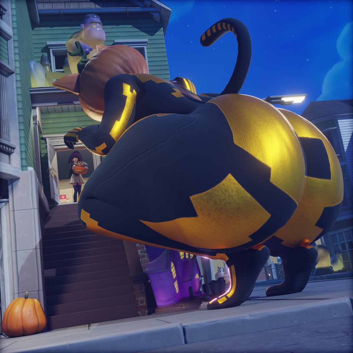 2girls, 3d, 3d (artwork), ass, ass focus, big ass, big butt, ctgiantess, female, female focus, female only, fortnite, fortnite: battle royale, from behind, from behind position, giant female, giant woman, giantess, helsie (fortnite), helsie midnight (fortnite), huge ass, huge butt, night, night sky, spice (fortnite)