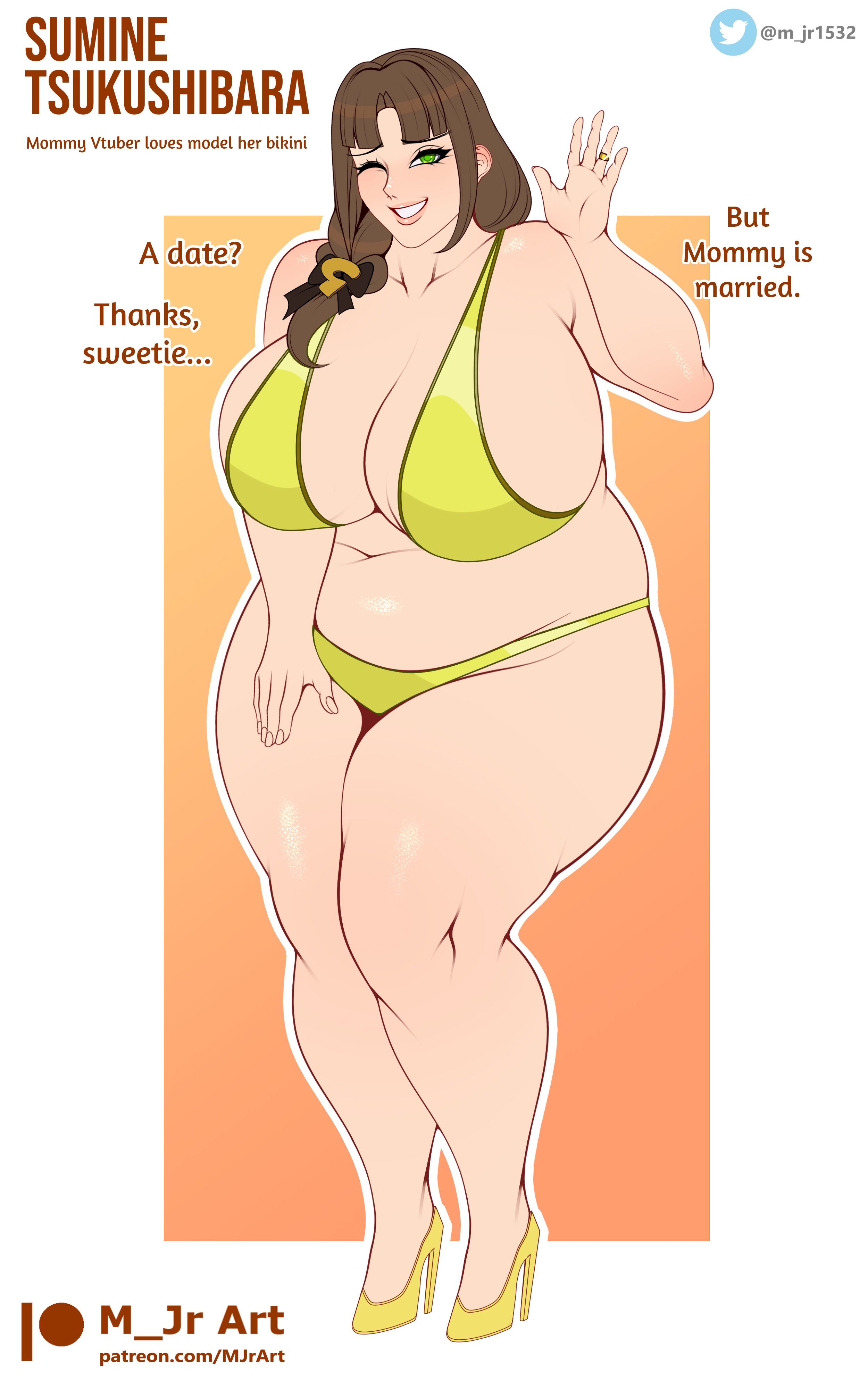 1girls, big breasts, breasts, curvy, curvy female, female, huge breasts, indie virtual youtuber, m jr art, milf, older female, tagme, thick thighs, tsukushibara sumine, virtual youtuber, voluptuous, voluptuous female, wedding ring