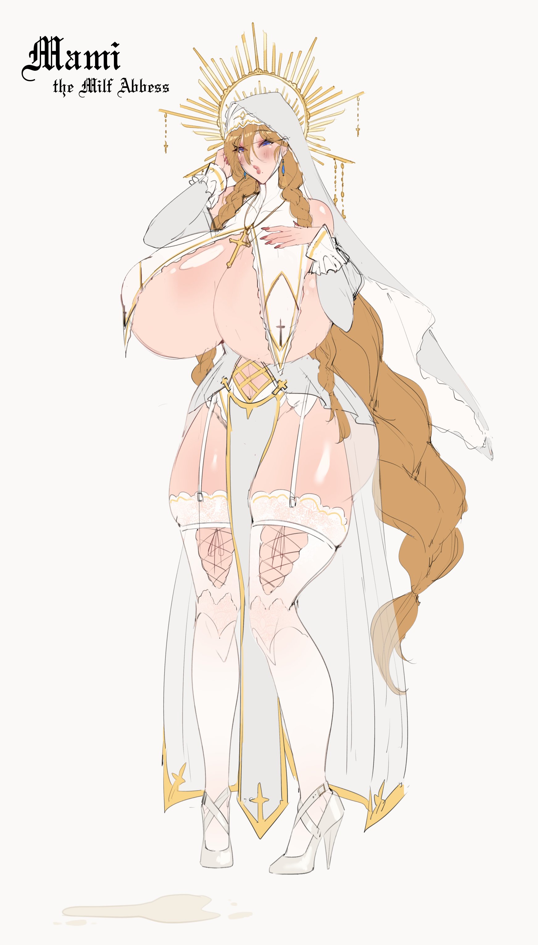 angelic, big breasts, breasts, female, kdxyon, lingerie, nun, nun outfit, nun's habit