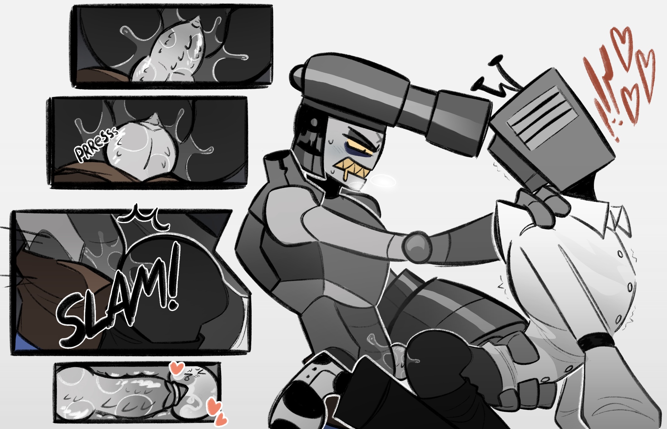 2boys, cuntboy, gunshow (smg4 ship), in heat, intersex, knot, knotting, male, mr. puzzles, mr. wpnz, omegaverse, pussy, smg4, smg4 art, vaginal penetration, vaginal sex