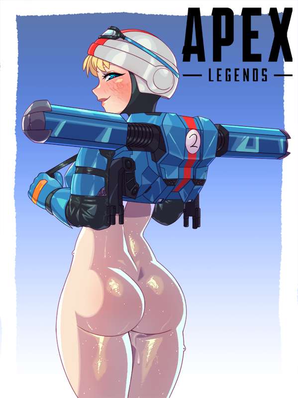apex legends, ass, bottomless, looking at viewer, looking back, sweating, sweaty, tagme, wattson (apex legends)