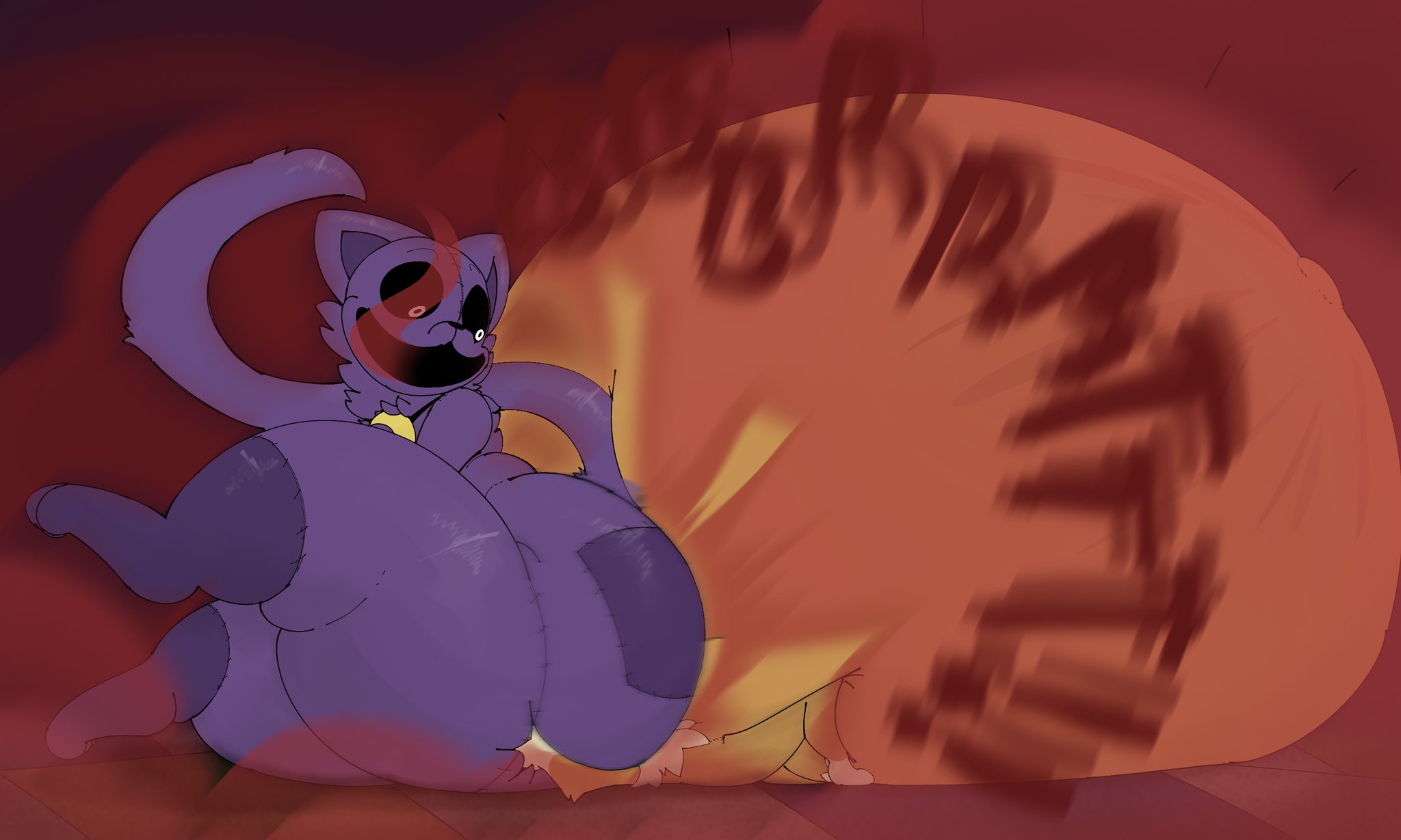 alternate version at source, ass, ass grab, belly, belly inflation, big ass, catnap (poppy playtime), dipperisgross, eevee, english text, facesitting, fart, fart inflation, furry, gay, male, nintendo, onomatopoeia, pokemon, pokemon (species), poppy playtime, poppy playtime (chapter 3), red smoke, tagme, text, thick thighs, thighs