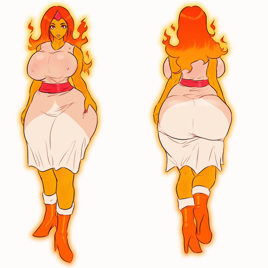 1girls, adventure time, ass, back view, breasts, cartoon network, curvaceous, curvy, female, female only, fire elemental, fire hair, flame princess, flaming hair, front view, high heels, hourglass figure, jay-marvel, solo, solo female, solo focus, tight dress, voluptuous