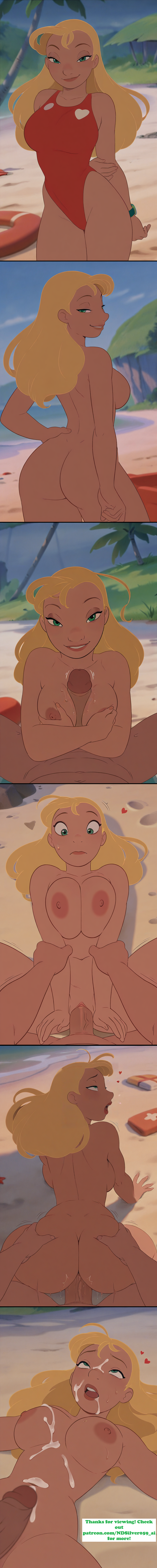 1boy, 1girls, ahe gao, ahegao face, ai generated, ass grab, beach, beach sex, blonde hair, breast squeeze, breasts, climax, comic, comic panel, completely nude, completely nude female, cum, cum on body, cum on breasts, cum on face, cumdrip, cumshot, disney, doggy style, dummy thicc, female, grabbing arms, green eyes, hands on ass, heart, holding hands, large ass, large breasts, large penis, lifeguard (lilo and stitch), lilo and stitch, male, missionary, missionary position, moaning, motion lines, naked, naked female, naked male, ndsilver059, nipples, on all fours, one piece swimsuit, orgasm, outdoor sex, outdoors, paizuri, passed out, penis, pov, pov eye contact, pov hands, pussy, rear view, sex, sex from behind, shocked, shocked expression, straight, straight sex, sweat, tagme, tan body, tan skin, tan-skinned female, tan-skinned male, thick thighs, titjob, vaginal penetration, watermark, wide hips