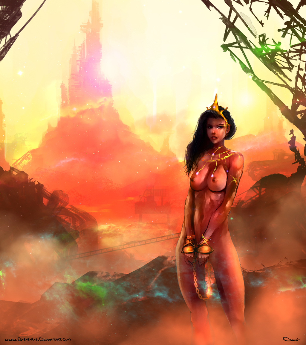 1girls a_princess_of_mars barsoom bondage bound_wrists breasts captured chained color darren_geers defeated dejah_thoris enslaved_royal female_only john_carter_of_mars royalty shackles slave solo topless