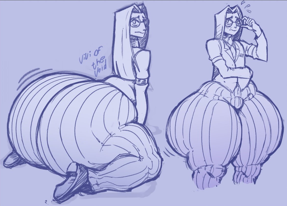 2d, ass, ass bigger than head, ass focus, big ass, big butt, bottom heavy, bulge, clothing, demon, eyewear, fat ass, fat butt, fat thighs, femboy, fully clothed, girly, hazbin hotel, hellaverse, huge ass, huge butt, human, human form, hyper, hyper ass, hyper butt, kneeling, looking at viewer, looking back, male, male only, monster, nervous, no genitals, no sex, on knees, pendleton (hazbin hotel), simple background, sir pentious, sir pentious (hazbin hotel), sir pentious (human form), sketch, solo, solo male, standing, thick thighs, viviofthevoid, vivziepop