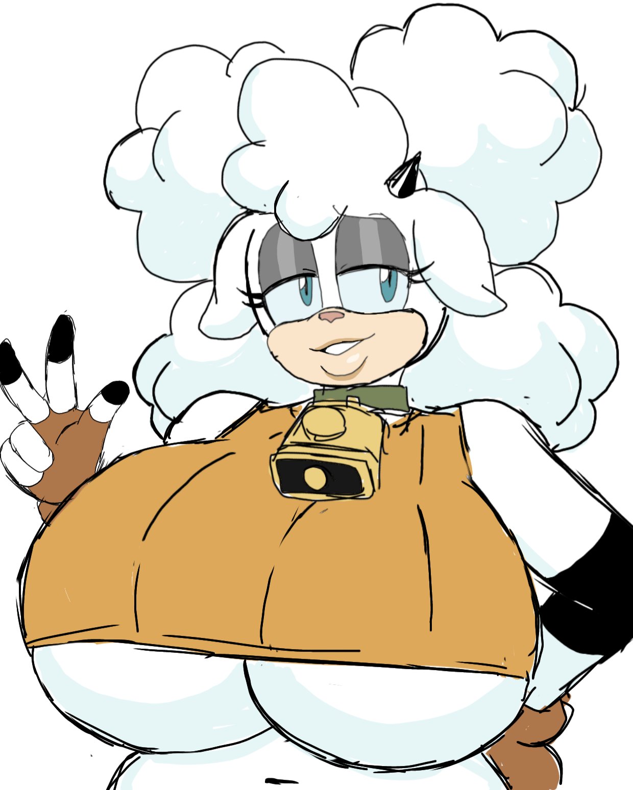 1female, 1girls, anthro, big breasts, breast focus, breasts, breasts focus, female, female only, furry, huge breasts, lanolin the sheep, large breasts, momiji (artist), smile, smiling, solo, solo female, sonic (series), tagme, top heavy, underboob