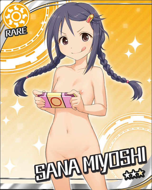 braid breasts character_name edited female idolmaster miyoshi_sana nipples nude nude_filter photoshop small_breasts solo