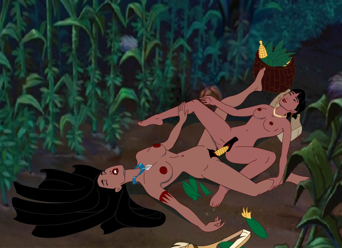 2girls dark-skinned_female dark_skin disney disney_princess female female_only female_pubic_hair hairy_pussy human multiple_females multiple_girls nakoma native_american nipples pocahontas pocahontas_(character) pubic_hair red_bardon rooler34 yuri