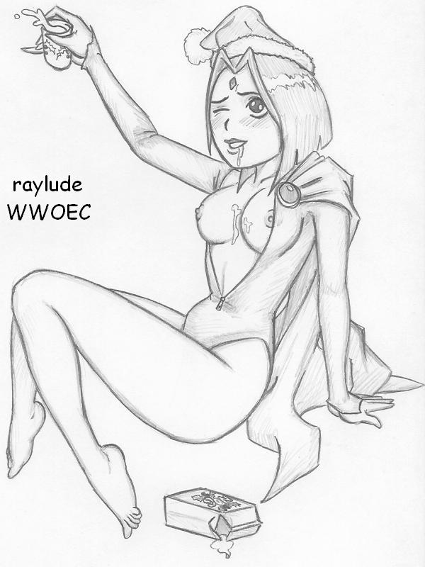 1girls 2d christmas dc_comics dcau female female_only monochrome rachel_roth raven_(dc) raylude smooth_skin solo teen_titans wwoec