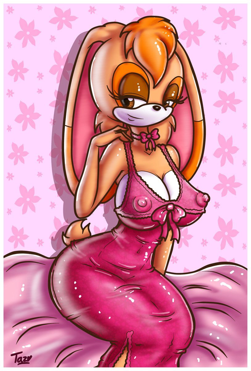 anthro erect_nipples female female_only fur innocenttazlet lingerie mammal rabbit see-through solo sonic_(series) uncensored vanilla_the_rabbit