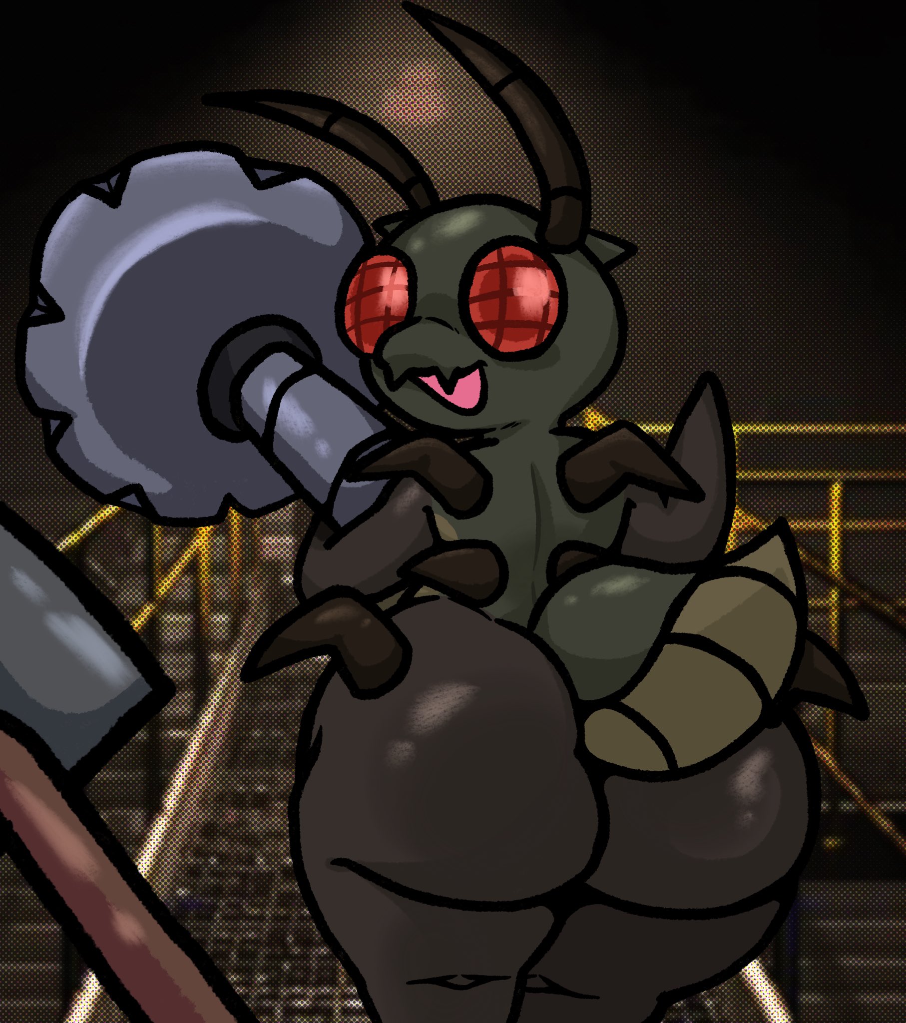 ass, big ass, big breasts, breasts, bubble ass, bubble butt, female, hoarding bug (lethal company), huge ass, insect girl, lethal company, lewdewott, red eyes, shortstack, thick thighs, wide hips
