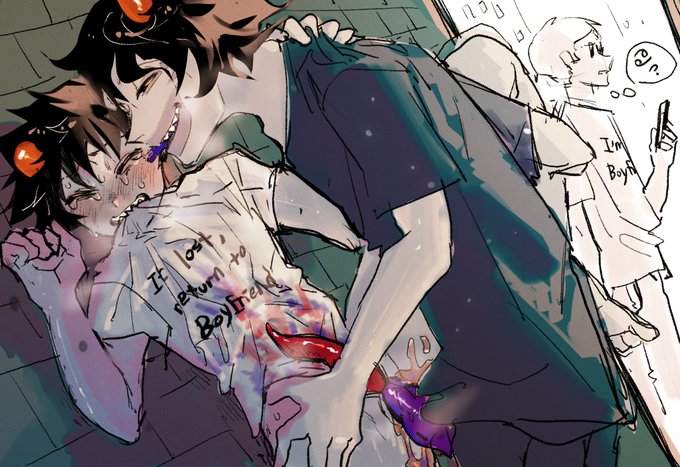 3boys cuckold dave_strider gamzee_makara homestuck karkat_vantas male male/male male_only rape