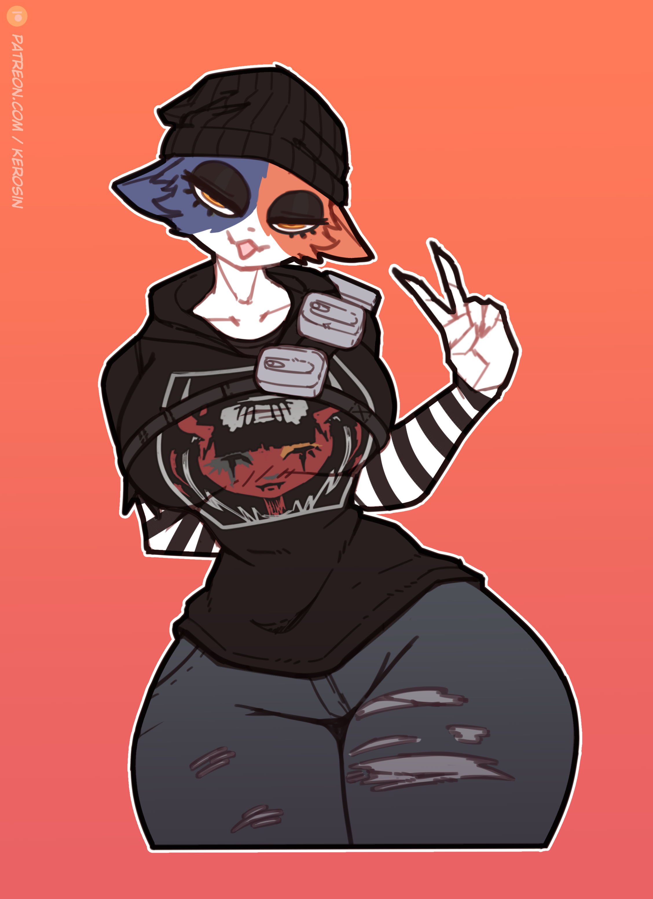 1girls, anthro, cat ears, cat girl, cat humanoid, catgirl, female, female focus, female only, fortnite, furry, hourglass figure, looking at viewer, meow skulls (fortnite), peace sign, smiling at viewer, strip game, tagme, thick, thick thighs
