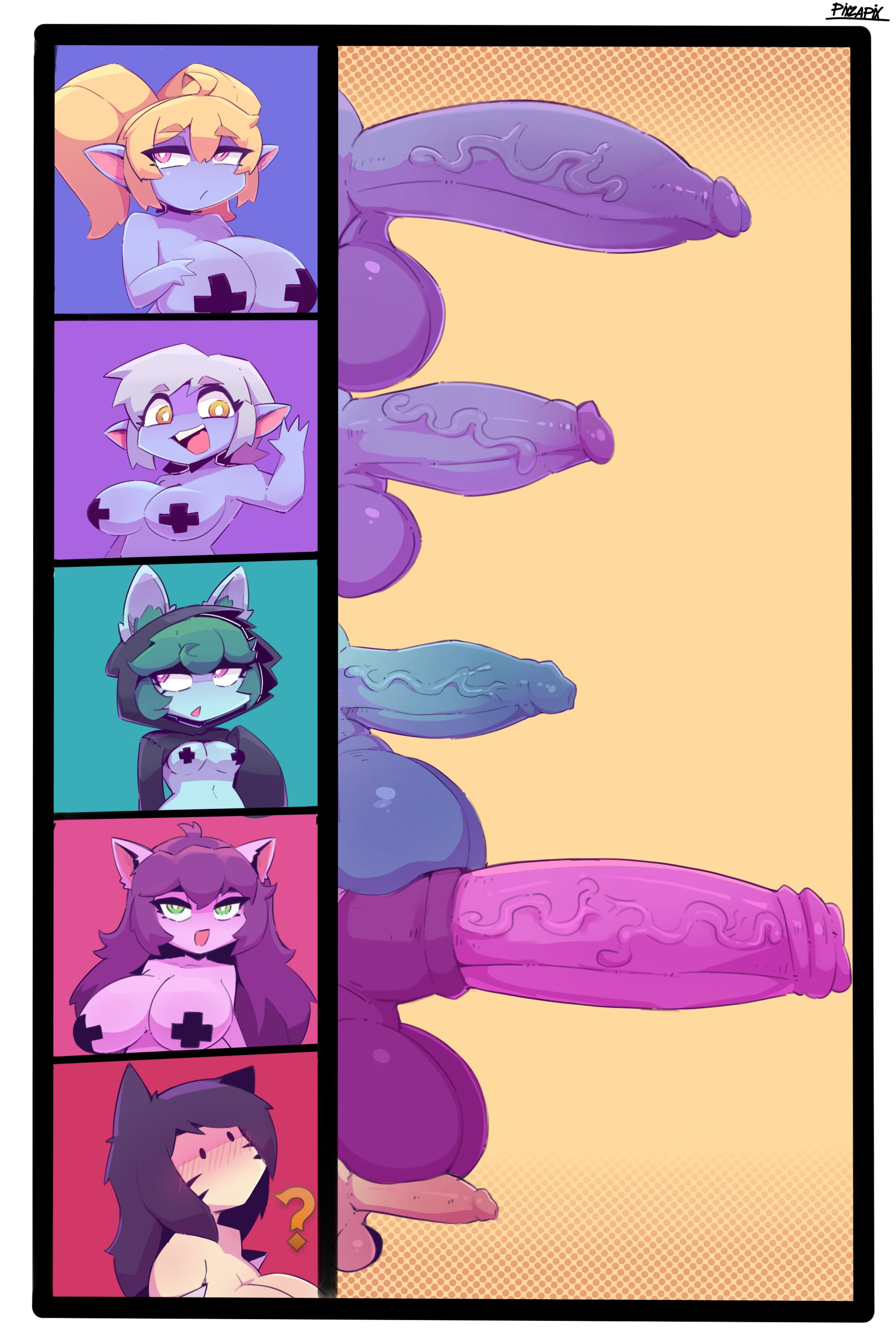 5futas, ahri, animal ears, balls, black hair, blonde hair, breasts, chart, erection, futa only, futanari, green hair, green skin, horny, huge balls, huge cock, humanoid, humanoid penis, intersex, kemonomimi, league of legends, light skin, light-skinned futa, long hair, lulu the fae sorceress, meme, pasties, penis, penis chart, penis comparison, penis size chart, penis size comparison, penis size comparison meme, penis size difference, pixzapix, poppy, purple hair, purple skin, riot games, short hair, shortstack, size chart, size comparison, small penis, smooth balls, tristana, uncensored, vex (league of legends), white hair, x pasties, yordle