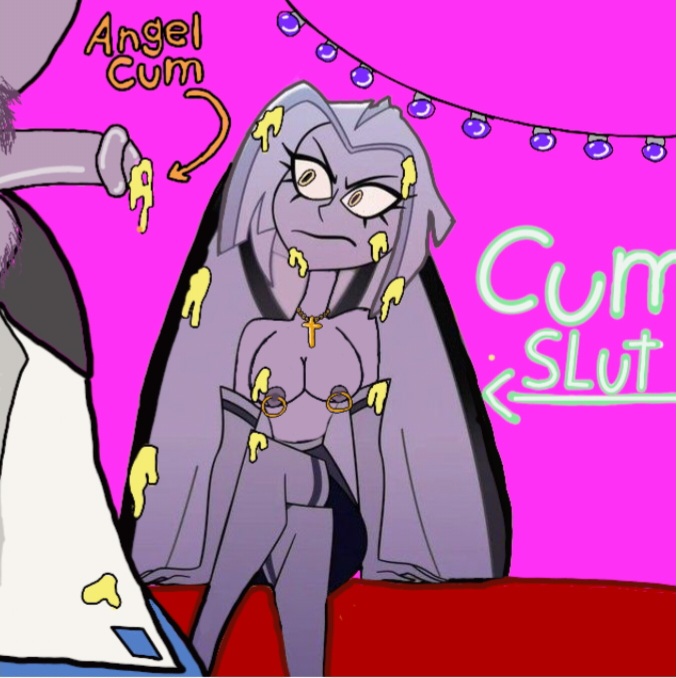 adam_(hazbin_hotel) angel_girl annoyed female female_focus hazbin_hotel lute_(hazbin_hotel) tagme