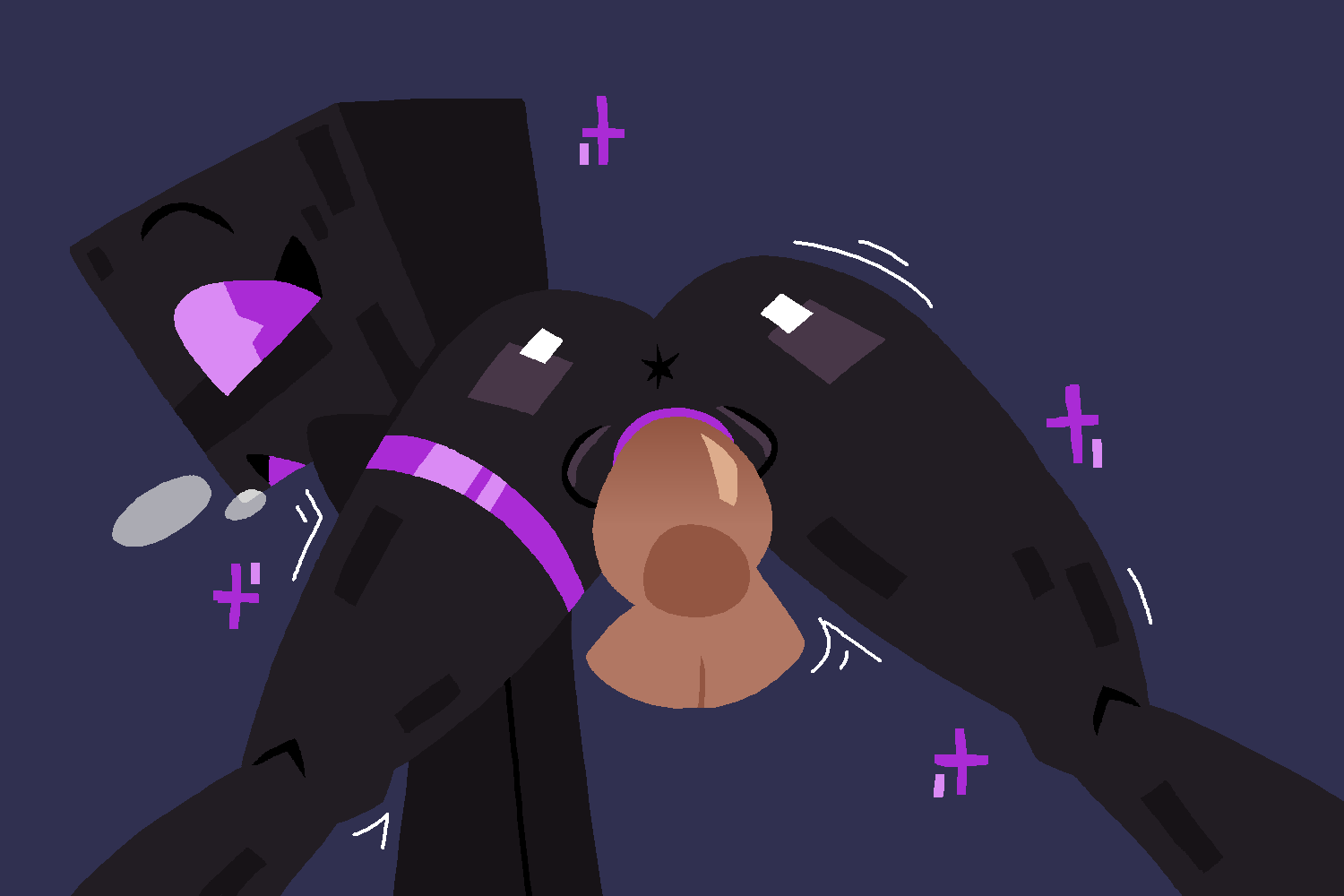 2023 black_skin breath dark-skinned_male dark-skinned_penis dark_penis dark_skin enderman enderwoman eyelashes flat_background flat_chest flat_chested heavy_breathing jjoyplus long_arms long_legs minecraft minecraft_(series) minecraft_mob no_outlines purple_choker purple_collar purple_eyes purple_mouth purple_particles purple_pupils simple_background small_body small_breasts thick thick_thighs vagina vaginal_penetration vaginal_sex wide_hips