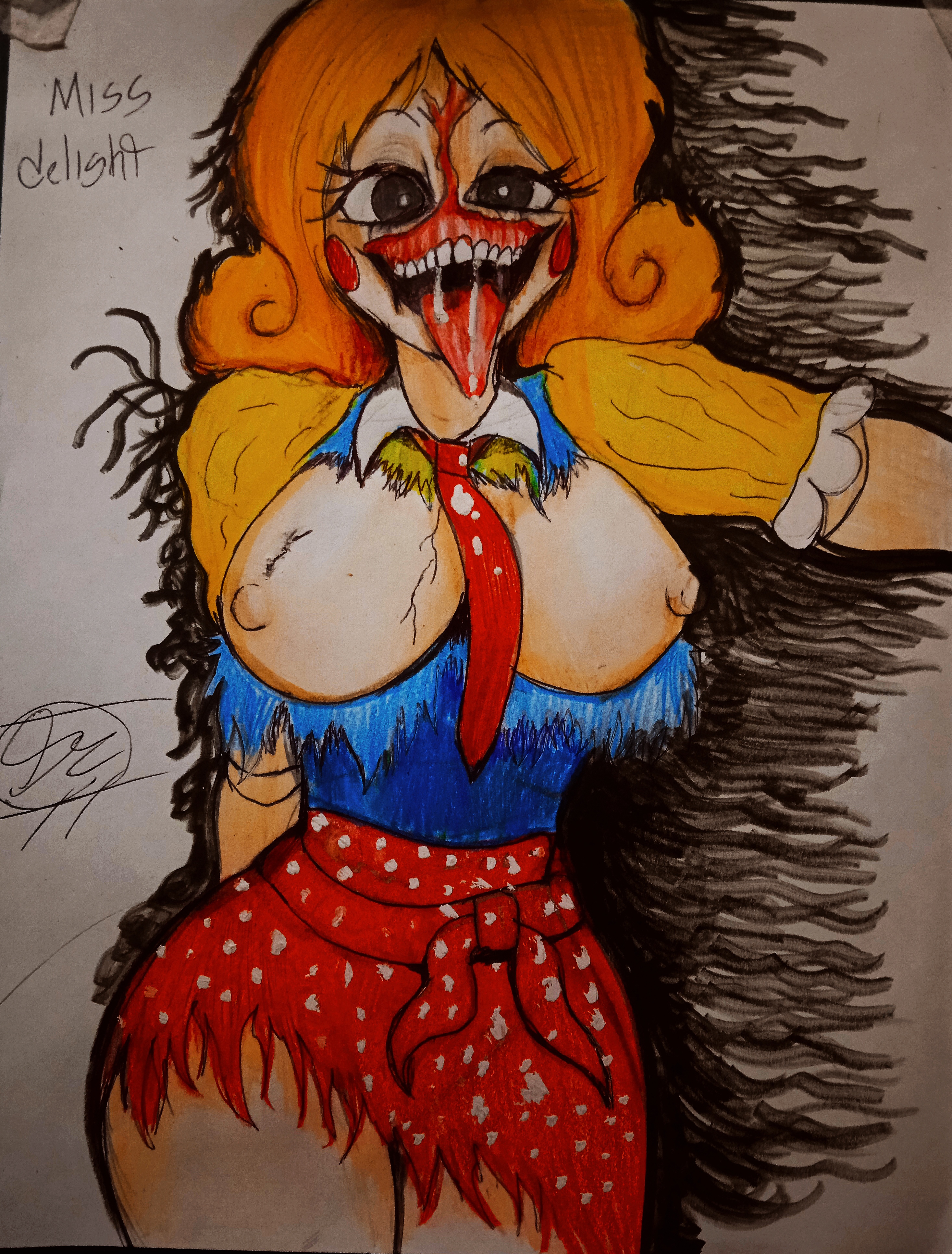 1girls, animatronic, big breasts, breasts, dario loco , doll, doll joints, female, milf, miss delight, miss delight (broken), poppy playtime, poppy playtime (chapter 3), robot girl, solo, teacher, ugly face nice body