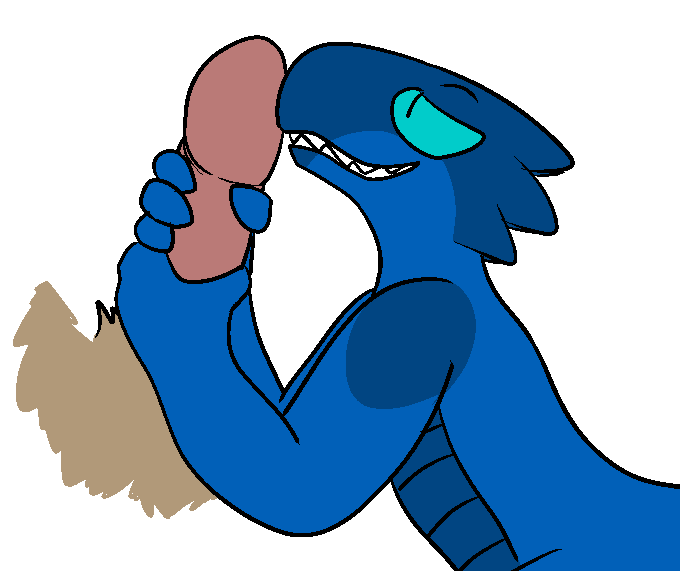 2015 aliasing anthro fellatio female fur gnoll hyena kobold larger_male lolori male mammal nude oral penis reptile scalie seeker sex size_difference smaller_female smile straight teeth trout_(artist)