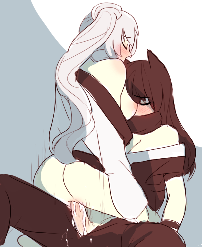 black_hair blake_belladonna female futa_on_female futanari hair intersex rwby shinama weiss_schnee white_hair