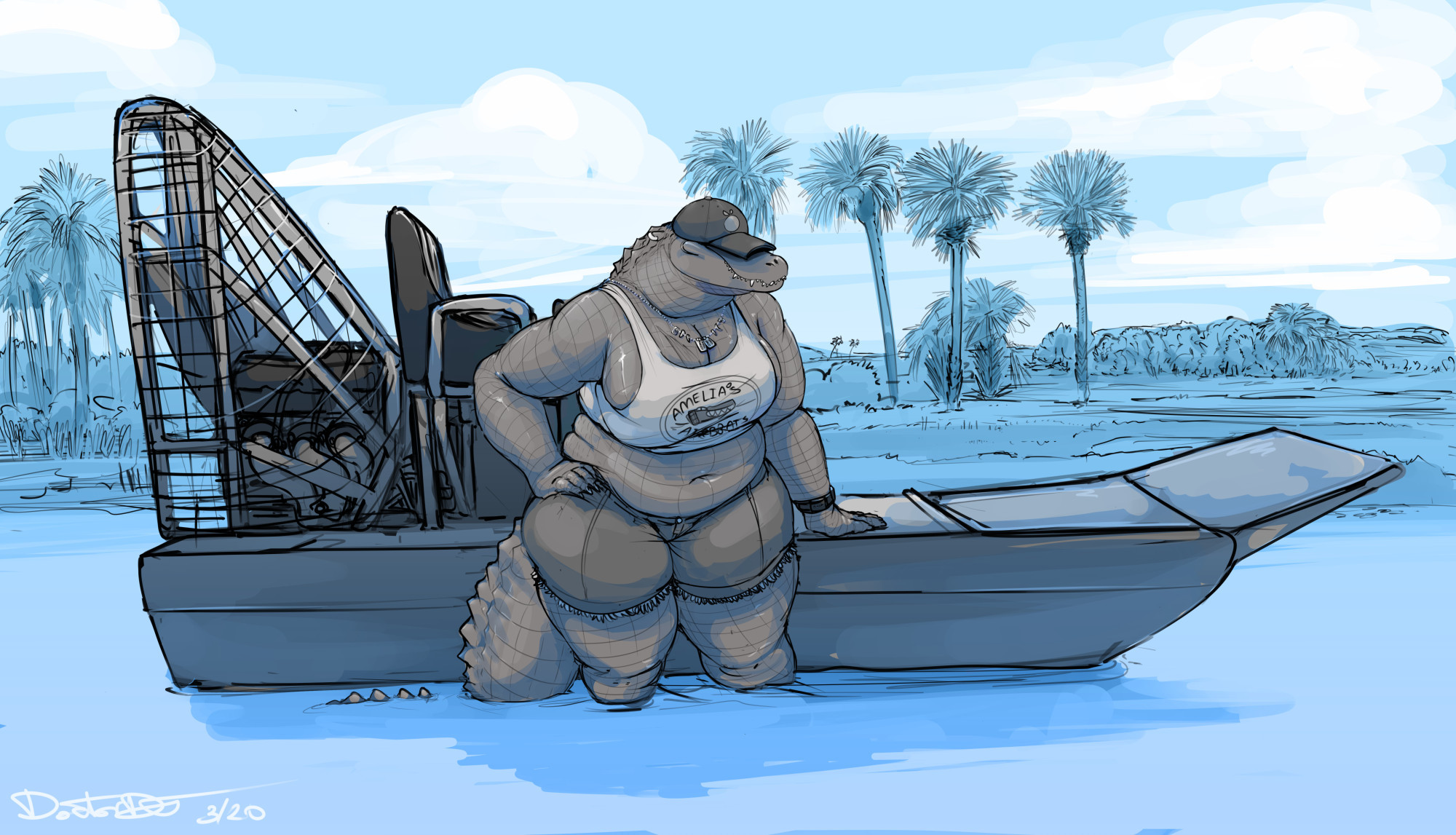 1girls, alligator, amelia (doctordj), anthro, chubby, chubby anthro, chubby female, doctordj, female, thick thighs, voluptuous, voluptuous female