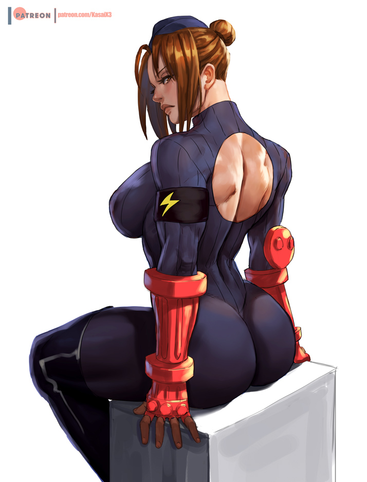 back_muscles breasts juli_(street_fighter) kasai_x3 lejeanx3 muscular_back muscular_female sideboob street_fighter thick_ass tight_clothing tight_fit