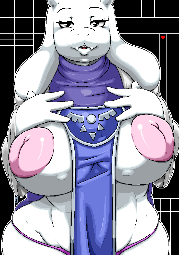 1girls :o anthro areolae bedroom_eyes big_nipples boss_monster_(undertale) bovid breasts caprine clothes_between_breasts cowboy_shot erect_nipples eyelashes fangs female female_only floppy_ears front_view furry goat half-closed_eyes hands_on_breasts horns huge_areolae huge_breasts long_ears looking_at_viewer mammal mature_anthro mature_female milf mindsedge nipples panties parted_lips pink_panties pink_thong skin_fang skindentation slightly_chubby solo thong toriel turtleneck undertale voluptuous white_body white_fur wide_sleeves