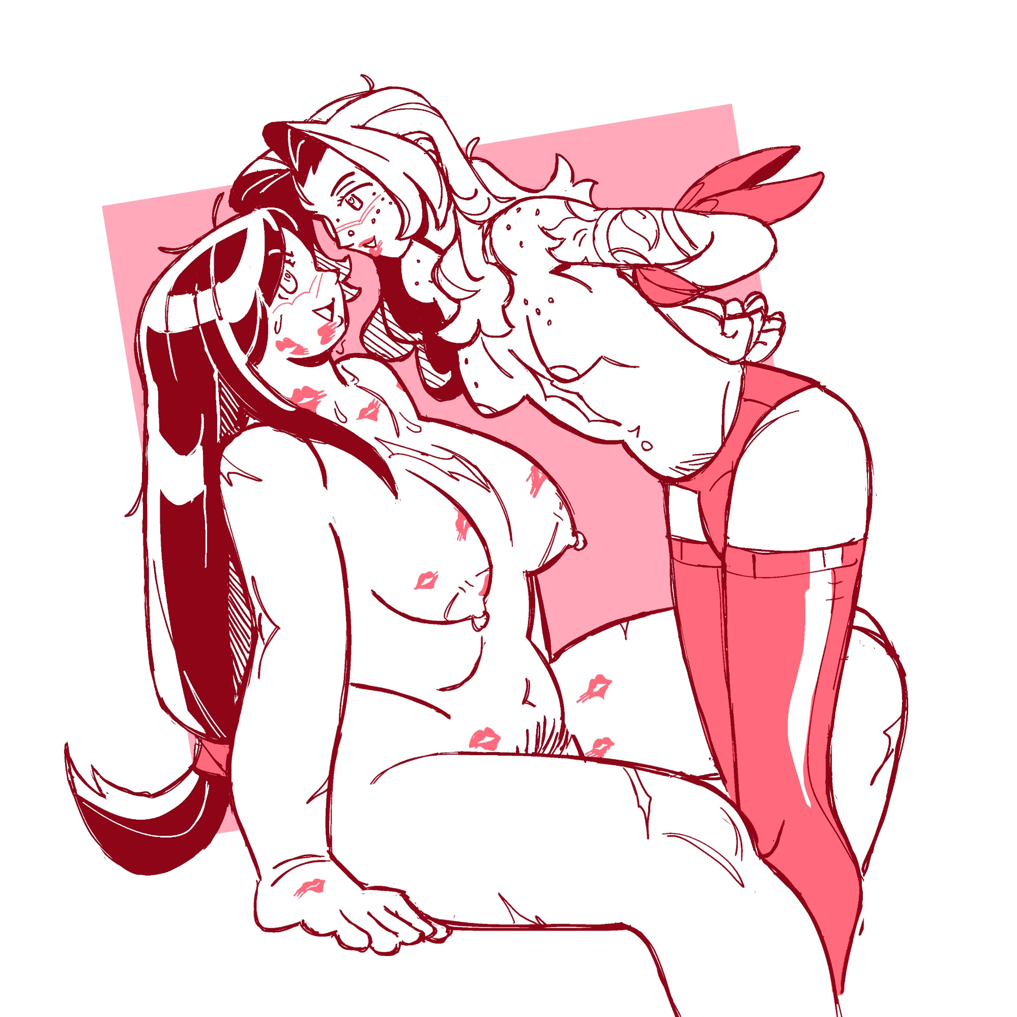 1transfem, 2girls, aerith gainsborough, balls, big breasts, breasts, bulge, cute, female, final fantasy, freckles, gentle femdom, hands behind back, hands tied, hands tied behind back, kiss mark, kiss marks, kiss marks all over, limited palette, lipstick mark, lipstick marks, mitsame, monochrome, nude, panties, penis, penis bulge, pubic hair, romantic, sapphic, small breasts, tagme, tattoo, thigh highs, thighhighs, tifa lockhart, topless, trans woman, transbian, transfem, transgender, transgender woman, yuri