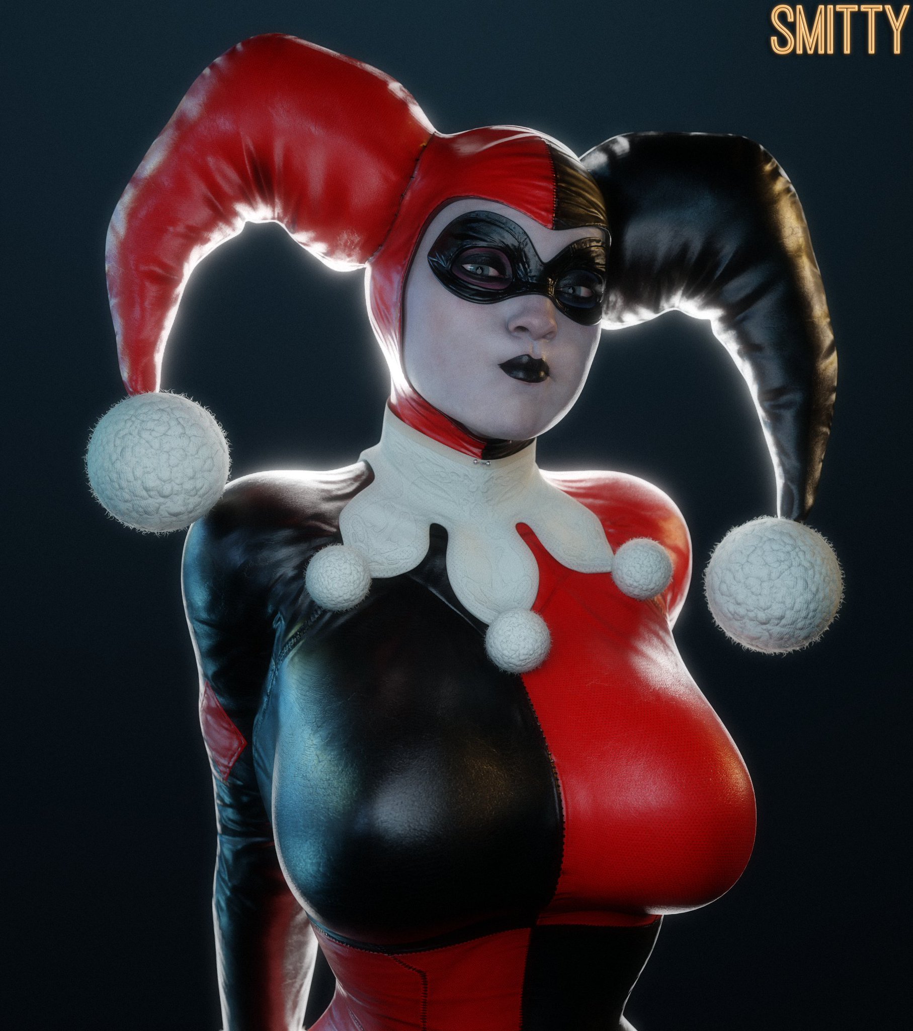 1girls, 3d, batman (series), big ass, big breasts, big thighs, breasts, clown, clown girl, curvaceous, curvy, curvy figure, dc, dc comics, female, full color, fully clothed, harley quinn, harley quinn (classic), harley quinn (injustice), hips, hourglass figure, huge ass, huge breasts, huge thighs, injustice 2, jester, jester cap, jester girl, jester hat, large ass, large breasts, large thighs, legs, light skin, light-skinned female, mature, mature female, no penetration, slim waist, smitty34, solo, solo female, thick, thick hips, thick legs, thick thighs, thighs, voluptuous, waist, wide hips