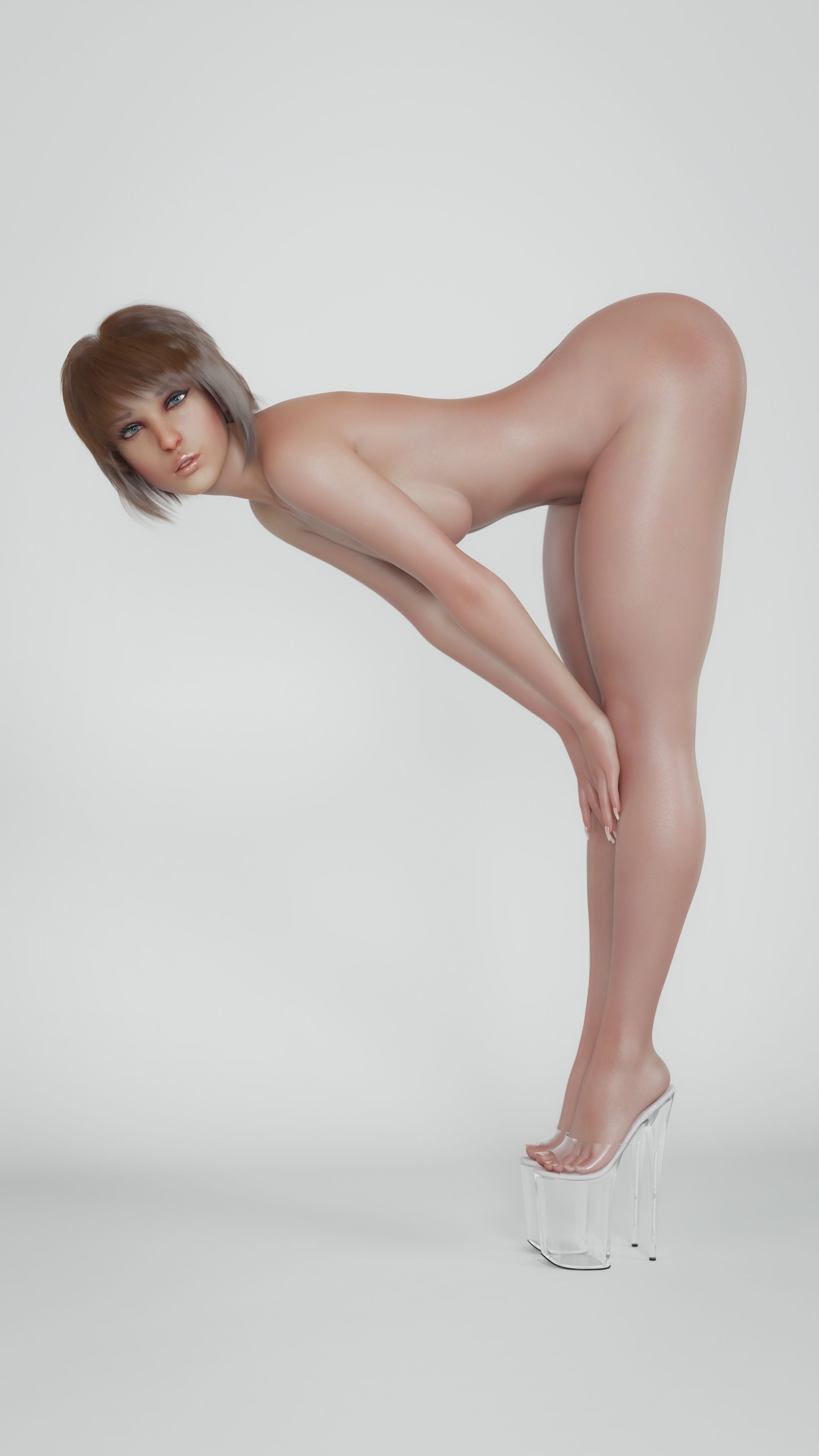 1girls, 3d, clear heels, female, glossyheat, high heels, high heels only, life is strange, max caulfield, naked footwear, platform heels, solo, transparent high heels